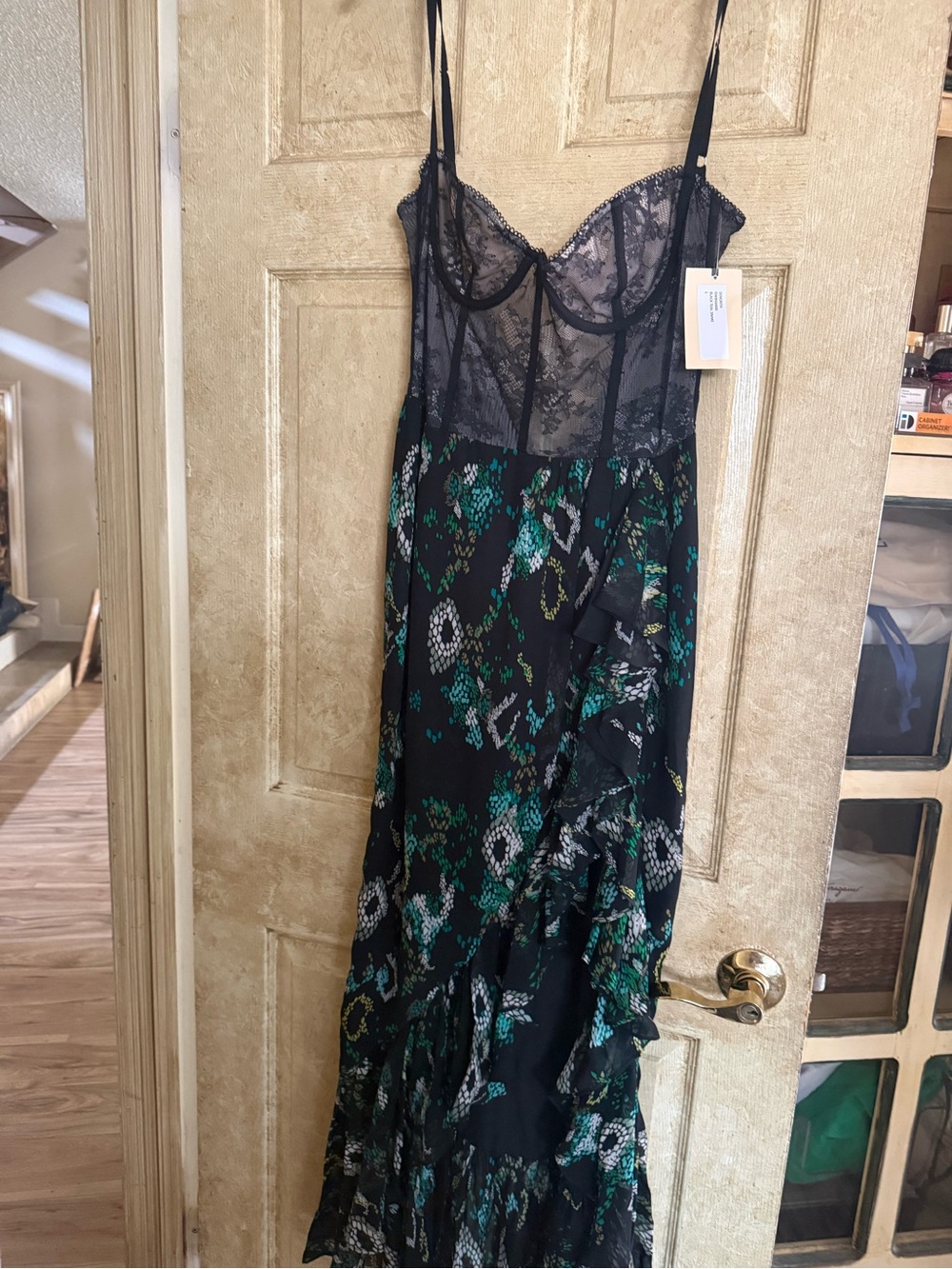 Katie May Black Lace Bodice Floral Maxi Dress